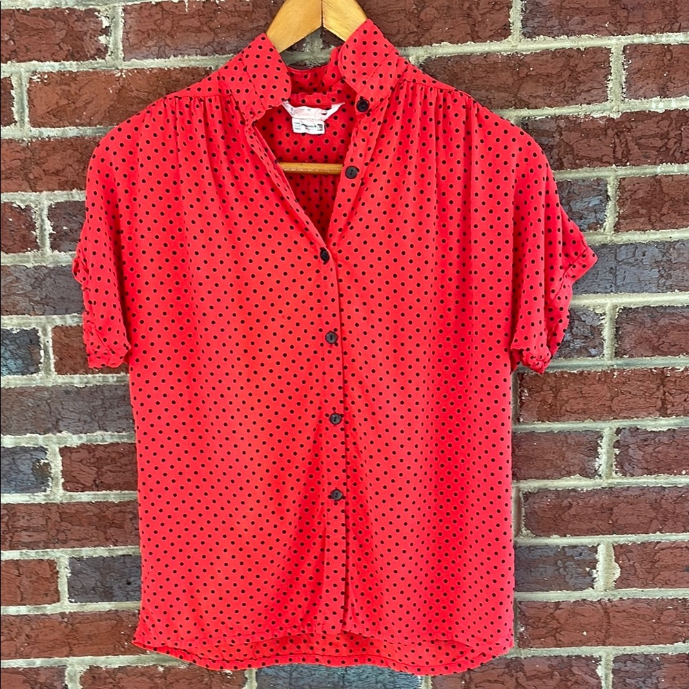 Vintage Swedish Red Polka Dot Women’s Blouse